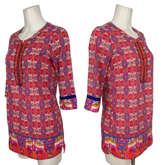 Robert Graham Womens Meli Printed Woven Tunic Top S Coverup - Picture 3 of 13